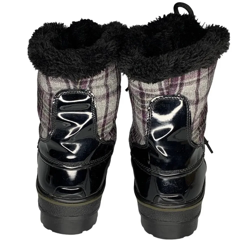Bass Heritage Collection Winter Snowbird Boots Black Gray Purple Plaid S… - Picture 8 of 16